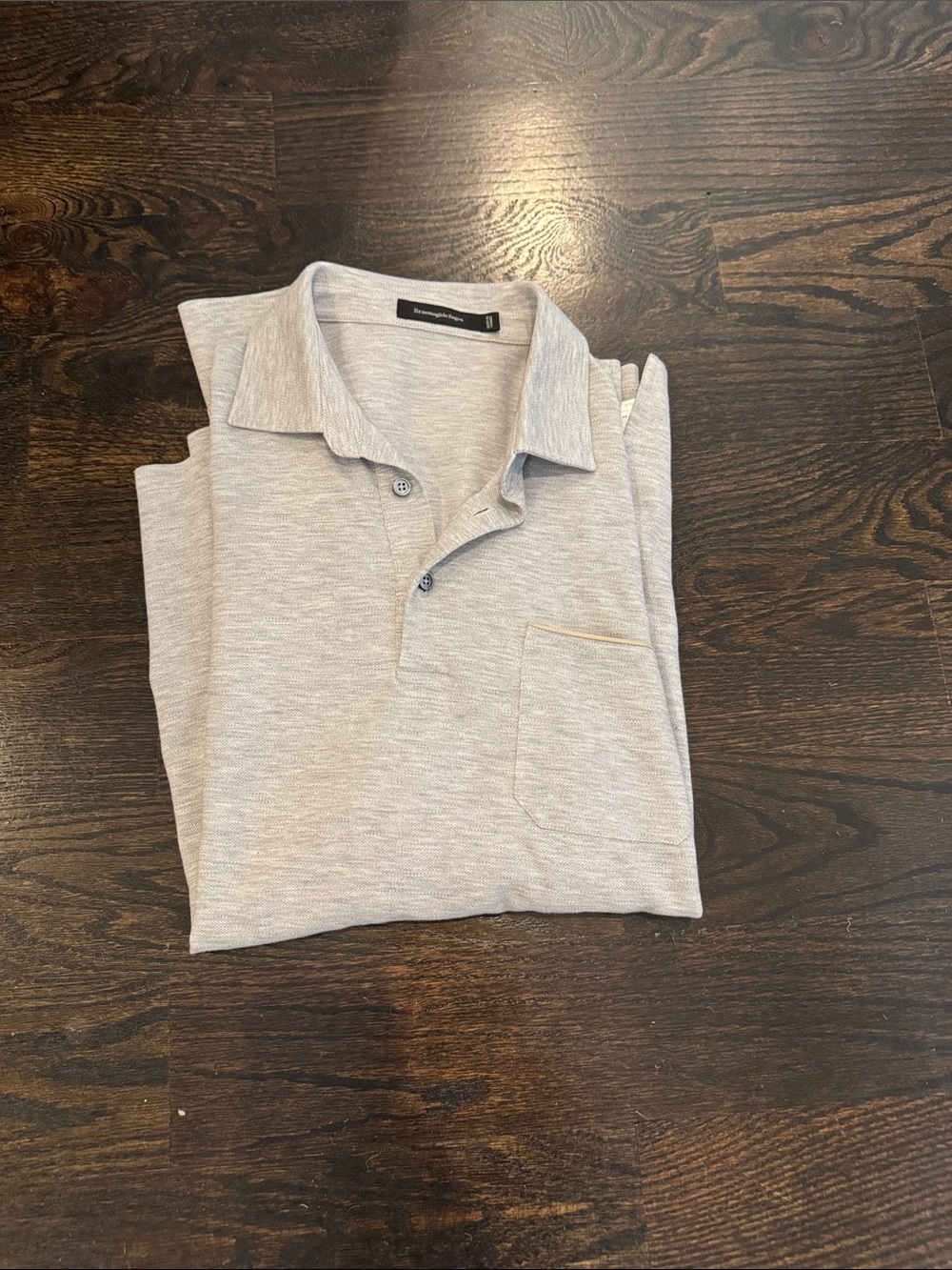 Gray Long Sleeve polo with pocket